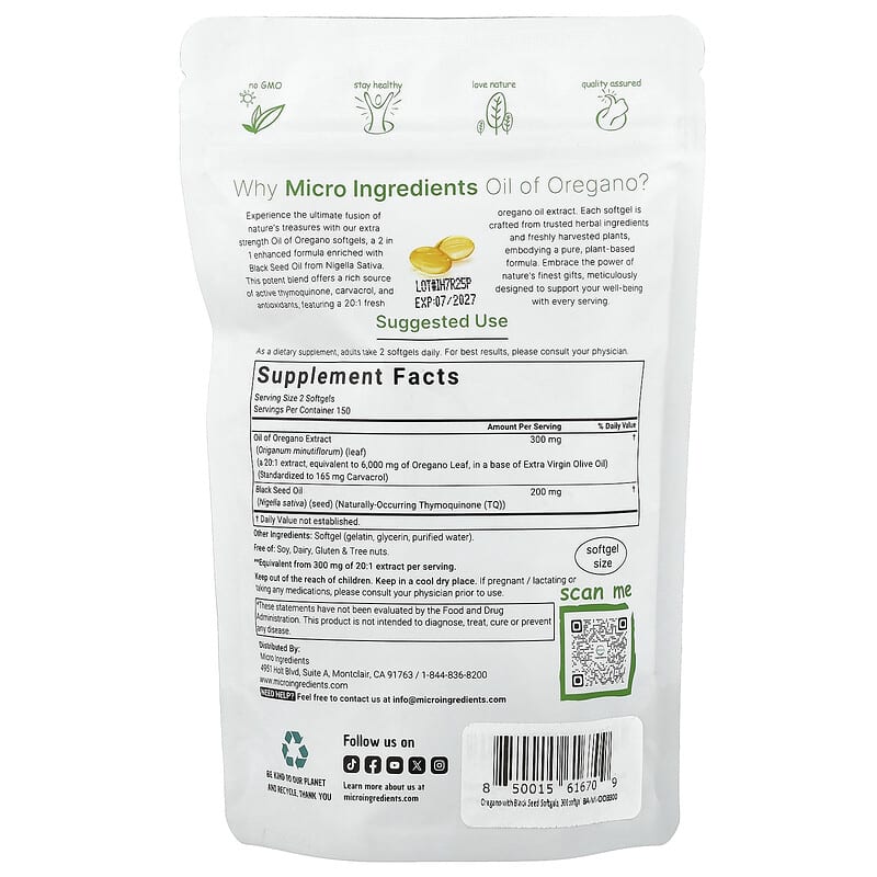 OIL PRO® - EXTRACTO DE OREGANO EN CAPSULA -  Antifúngico, Antibacteriano y  Antiinflamatorio